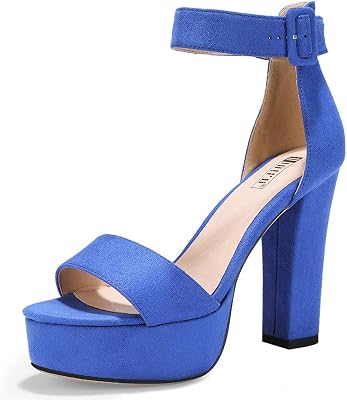 IDIFU IN5 Sabrina Platform Block Chunky High Heels Ankle Strap Heeled Sandals Sexy Wedding Party Dress Shoes for Women Open Toe Heels