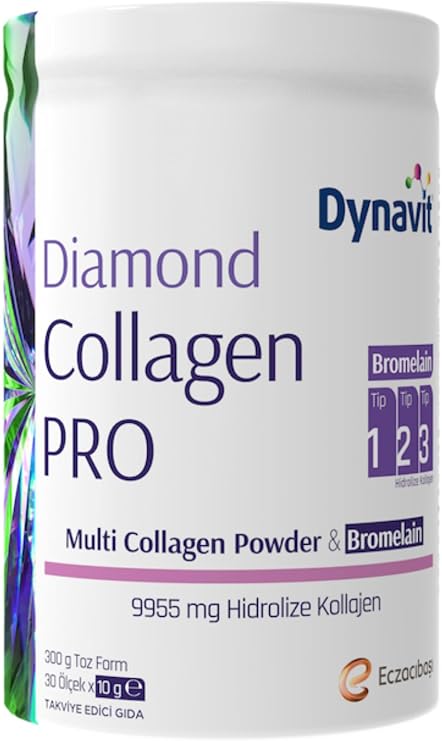 Diamond Multi Collagen&Bromelain (Ananas Ekstresi) 300g Toz - Ödem Atımı&Diyetisyen Önerisi - Hidrolize Peptit Tip 1&3 Sığır ve Tip 2 Tavuk Kolajeni, Bromelain