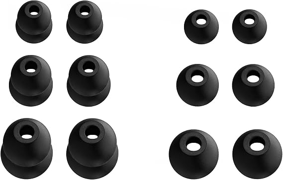 12pcs (DF-3sz) Black S/M/L Double Flange and Round Replacement Adapters Earbuds Eartips for BeatsX, Powerbeats 3 2 1, and Urbeats 3 Earphones Headphones