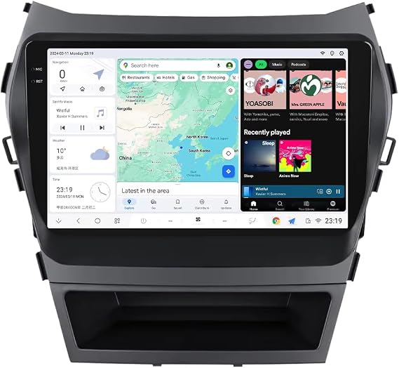 MekedeTech DUDUAUTO DUDU4 Double Din HD Screen Android 13 Car Radio Wireless Carplay Player 9.5 inch Car Head Unit for Hyundai Santa Fe 3 Grand IX45 2012 2013 2014 2015 2016 2017,4G RAM 64GROM