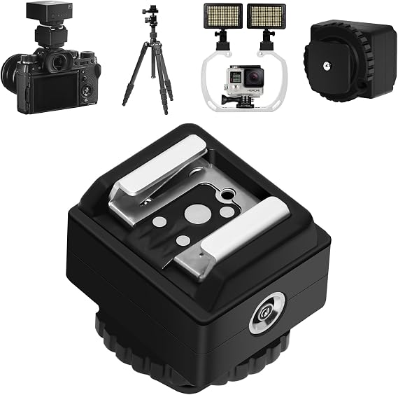 MEDALight Standard Hot Shoe Adapter with Extra Pc sync Connection Port for Camera Connecting to Off-Camera Flash,Studio Light etc,.