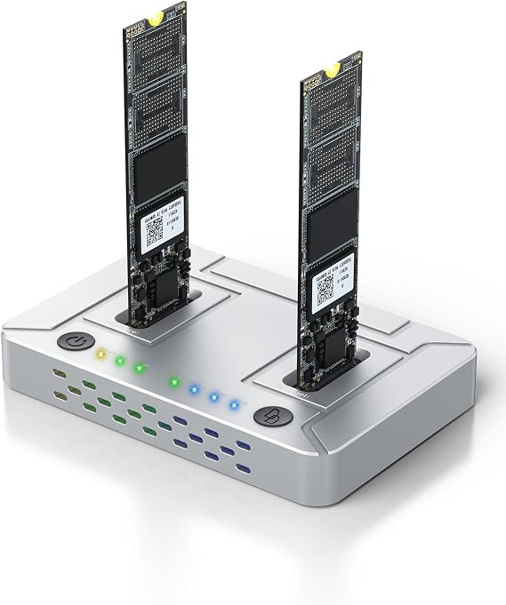 Coolpie M.2 SSD Cloner, 20Gbps Dual-Bay Offline Duplicator | USB-C Docking Station, Aluminum Fast Cooling & Tool-Free Reader Compatible with 2230/2242/2260/2280/22110 SSDs