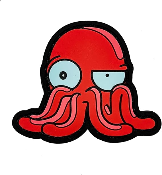 Red Tentacle Alien PVC Morale Patch Funny Sci-Fi Hook and Loop