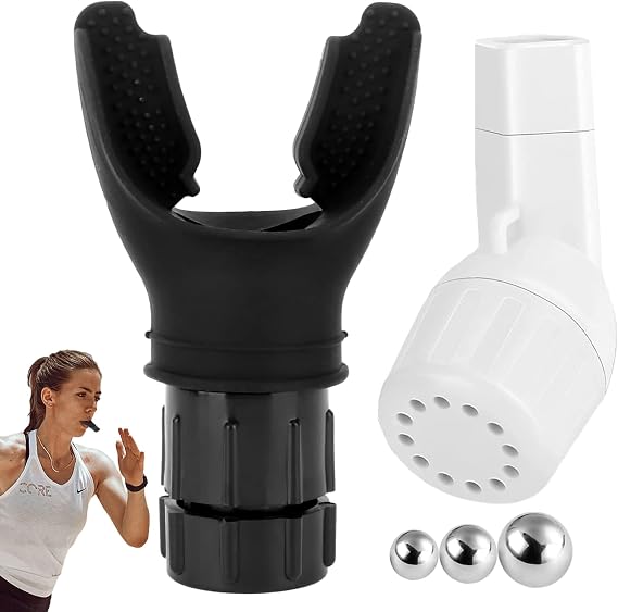 2 Pcs Silicone Lung Exerciser and PVC Mucus Clearance with 3 Balls Set, Handheld Deep Breathing Exerciser, Portable and Adjustable Breathing Trainer for Sports Lovers, Athletes(Black, White)
