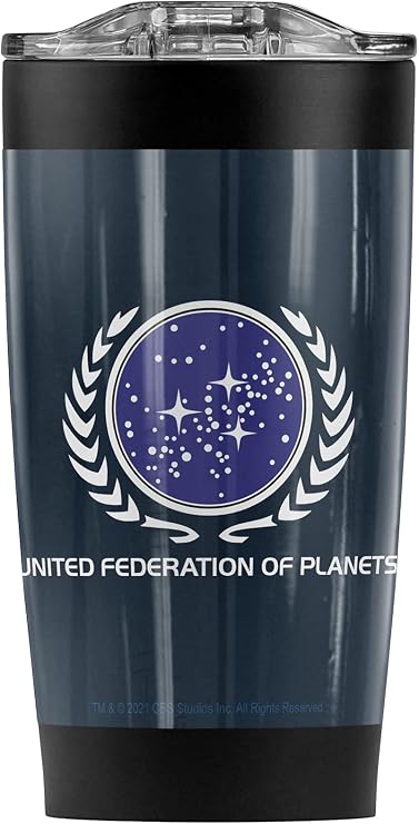 Star Trek United Federation of Planets Stainless Steel Tumbler 20 oz Coffee Travel Mug/Cup, Vacuum Insulated & Double Wall with Leakproof Sliding Lid | Great for Hot Drinks and Cold Beverages