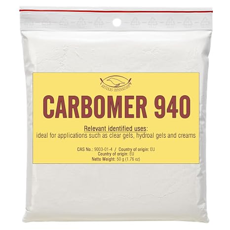 CARBOMER 940 Powder Cosmetic Grade Gel Thickener for Gels, Creams & Serums CARBOPOL 940 Rheology Modifier for DIY Skincare & Cosmetic Formulation 50 g (1.76 oz)