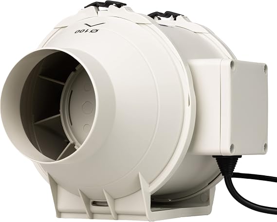 STERR Inline Extractor Fan DFA100 Duct Fan 100 mm / 4'' - Industrial Fan Low Energy Consumption