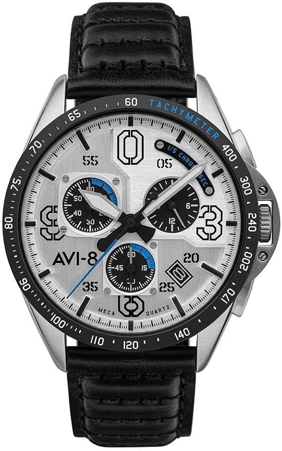 AVI-8 Men's 43mm P-51 Mustang Blakeslee Chronograph D-Day 80 Limited Edition Watch with Leather Strap AV-4077