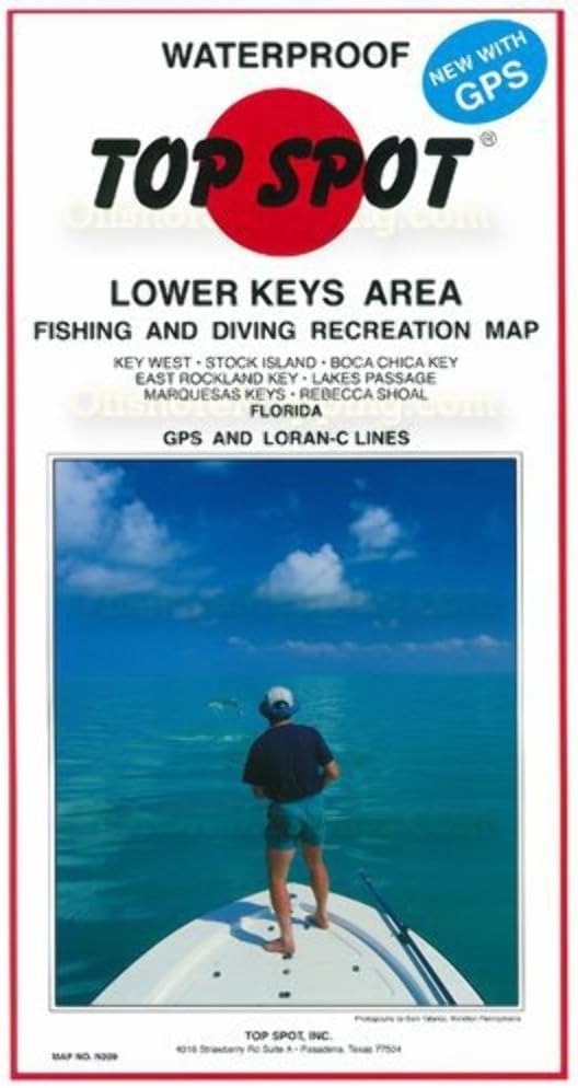 Topspot N209 Map- Lower Key AreaKey West To Rebecca Shoal LORAN-C & gold