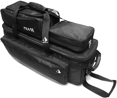 Pyramid Path Triple Tote Roller Plus Bowling Bag with Detachable Shoe Bag Fits US Mens Size 15, Accessory and Side Pocket, Lightweight Travel Design