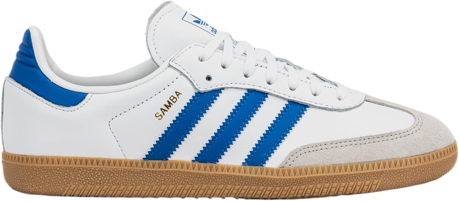 adidas Samba OG Grade School Lifestyle Shoes (Cloud White/Blue/Gum) Size 4