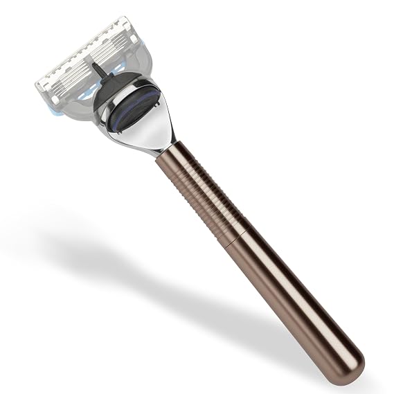 Metal Razor Handle Replacement, Men's Shaving Razor Handle, Shaver Handle Compatible with Gillette Fusion 5 Power & Proglide Shield Blade Refill (Grey)