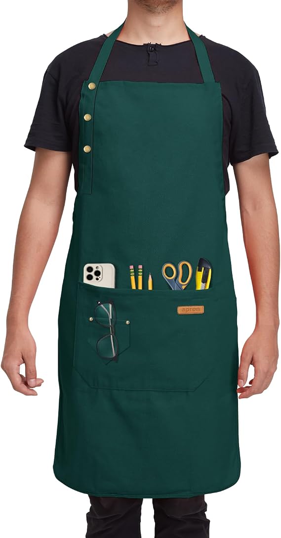 Aprons for Men and Women, Kitchen Apron with Pockets and Adjustable Straps