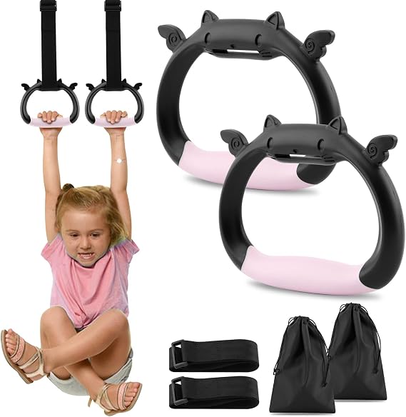 Gymnastics Rings, Pull up Rings with Adjustable Strap, Indoor Outdoor Pull-up Bar Strength Training Ring for Home Workout Fitness Exercise Training - Load Bearing 550lb