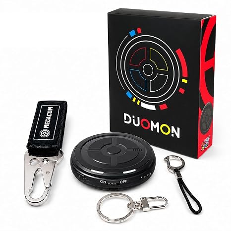 Megacom DuoMon 1P/2P Poket GO Auto Catcher, 1-Touch Reconnect, 2XAAA | Dual Accounts, 65ft Bluetooth, Faster Catching, Voice Broadcast & Beep Alerts, 600-Hour with 2AAA Batteries