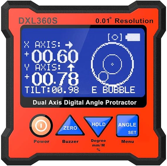 Digital Protractor DXL360S GYRO + Gravity 2 in 1 Digital LCD Protractor Inclinometer Dual Axis Level Box 0.01Resolution