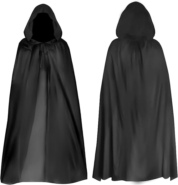 140cm Black Cloak Costume Black Cape Wizard Costume Adult Voldemort C0stume Grim Reaper Vampire Witch Carnival Halloween Adult Wizard COstume, Suitable for Adults and Teenagers