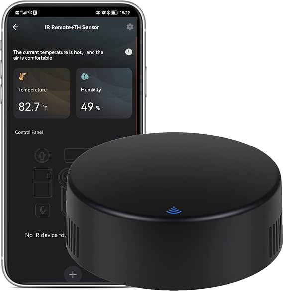 WiFi Smart Remote Controller Smart Home IR Universal Remote blaster with Temperature and Humidity Sensor, One for All Control TV DVD AUD Fan Air Conditioner etc, Compatible with Alexa and Google Home