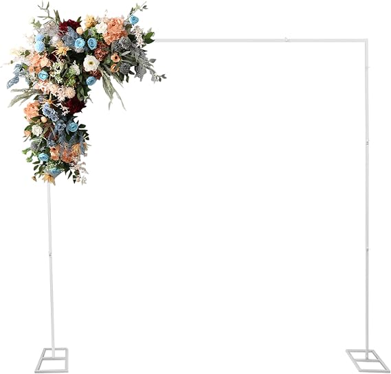 Wedding Arch Backdrop Stand Square Arch Frame Detachable Decorative Balloon Arch,Wedding, Birthday, Party, Anniversary, Graduation Decoration (White)