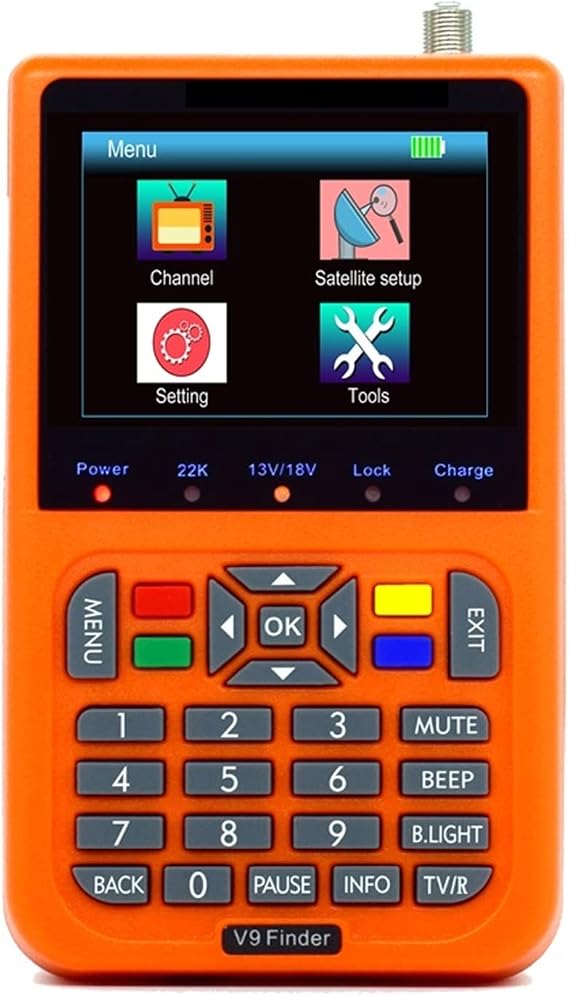 TV Signal Strength Meter, V9 Finder HD Satellite Finder DVB S2 Digital H.265 Full 1080P Built-in 3000mAh Battery FTA 3.5" LCD Sat Finder,Camping Essentials(Other)