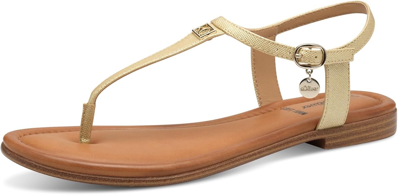 s.Oliver Damen Sandalen flach Zehentrenner Vegan