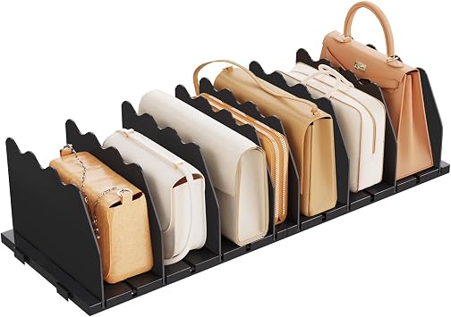SPACEKEEPER Shelf Divider for Closet, Adjustable Purse Organizers Handbag Separators Storage Organizer Bookshelf Separator Dividers in Bedroom Office Kitchen Bathroom, White