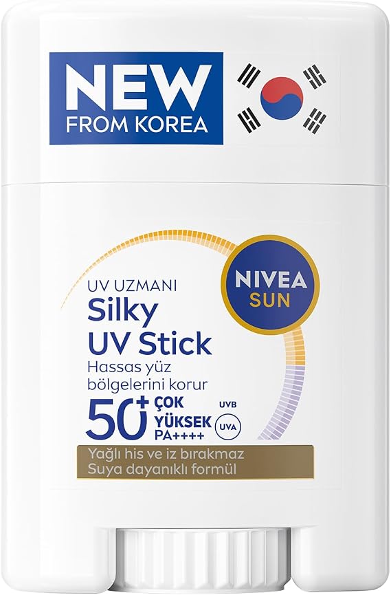 NIVEA SUN SPF50+ Yüksek Güneş Korumalı Kore Stick Yüz Güneş Kremi 15 gr,Hassas Yüz Bölgeleri,Kokusuz Formül,Makyaj Altına Uygulanabilir,Cep Boy