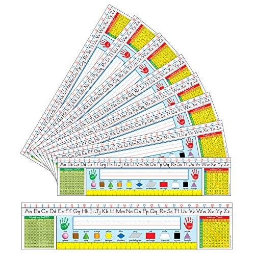 Carson Dellosa Education 36PC Traditional Manuscript Name Plate for Desk, Nametags With Alphabet, Number Line, Addition & 100 Chart, Ruler, and More Classroom Essentials, School Labels for Desk Decor