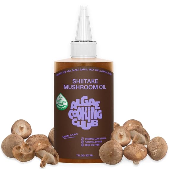 Algae Cooking Club Shiitake Mushroom Oil Savory Umami Depth with Red Miso, Black Garlic & Urfa Chili Infused with High-Oleic Algae Oils Seed-Free Oil