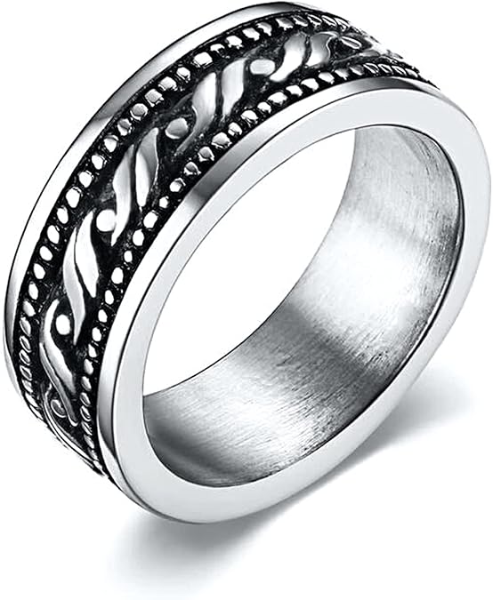 Men's Biker Thumb Ring, Stainless Steel Celtic Wide Band, Sizes 7-15