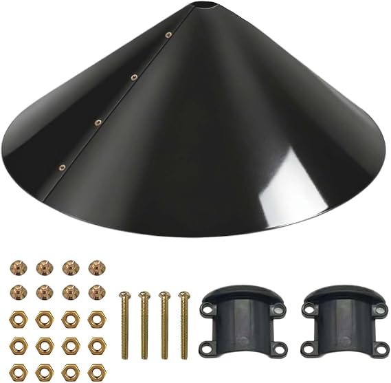 1 Pcs Squirrel Baffle For Bird Poles, 45.72CM Baffle Dome Squirrel Proof Bird Feeders UK With Screws Nuts, Used To Prevent Squirrels From Stealing Birds Food (Black)
