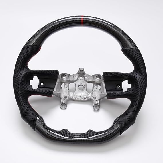REVOLVE Steering Wheel, Real Carbon Fiber W/heated D-Type Racing Design Flat Bottom Replacement Car Steering Wheel Nappa Perforated Leather for Jeep Wrangler JL Gladiator Rubicon 2018-2024