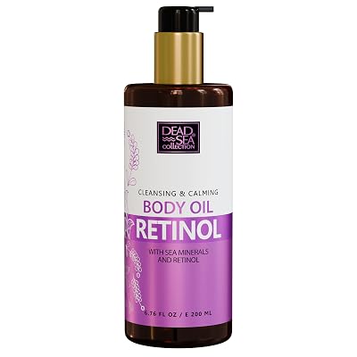 Dead Sea Collection Retinol Body Oil for Dry Skin Moisturizing & Hydrating Skin Oil with Vitamin E & Blend of Almond, Grape, Olive, Wheat Germ Oil Nourishing Skincare 6.76 oz