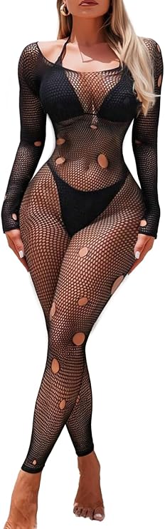 Buitifo Woman Hollow Out Fishnet Body Stocking Mesh Lingerie