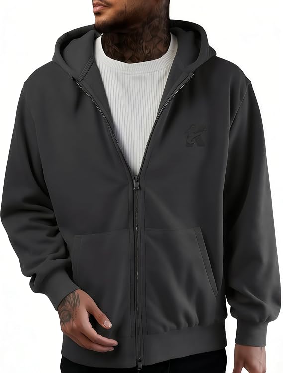 Men's Zip Hoodie Cotton Pullover Long Sleeve Casual Daily Sweatshirt | Midweight and Double Zipper,2026 Fall Fashion Hoodie,Travel,Gym,Outdoor Jacket,Embroidery Logo,Athletic