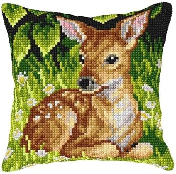 Wizardi Cushion Stamped Cross Stitch kit Roe Deer 9566 Orchidea
