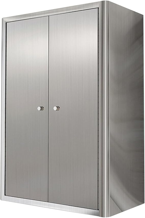 Stainless Steel Wall-Mount Cabinet - Fully Assembled Utility Cabinet with Doors and Adjustable Shelves for Kitchen, Garage, or Bathroom Organization