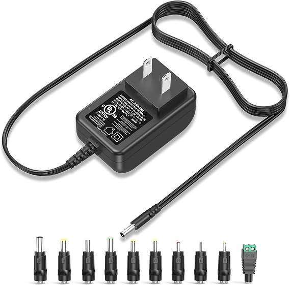 UL 12V 1A 0.8A 0.5A Power Supply 12W Charger AC Adapter with 10 DC Jacks
