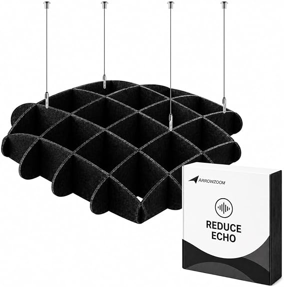 Arrowzoom Acoustic Ceiling Panels 39 in Black