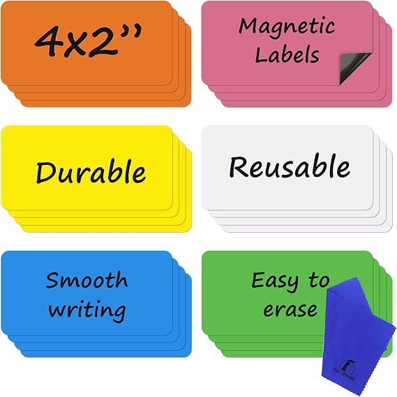 Dry Erase Magnets 4x2 in, Magnetic Notes & Labels for Whiteboard & Fridge