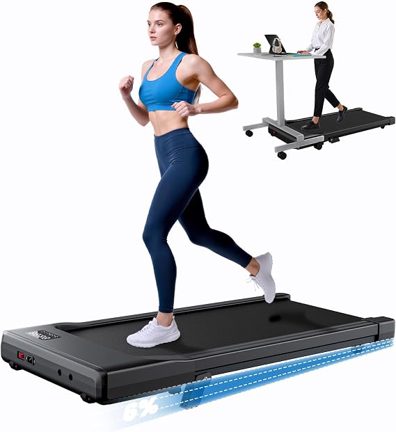 DeerRun Walking Pad Treadmill with Incline, Under Desk Treadmill for Home