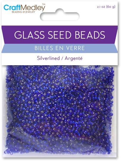 Glass Seed Beads, Silverlined, 60g, Capri Blue