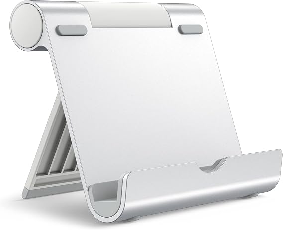 JETech Foldable Tablet Stand for 4-11" Tablets and Phones, Silver | Adjustable Portable Desktop Holder, Foldable Dock for iPad/iPad Pro/Air/Mini, Galaxy Tab A8/A7 Lite/A7/S8/S7, Kindle, etc