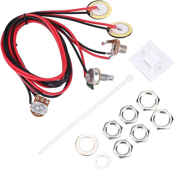 Acoustic Guitar Pickup, Dilwe Piezo Microphone Transducer with Lump Nuts Washers Belt for Guitar, Violin, Ukulele