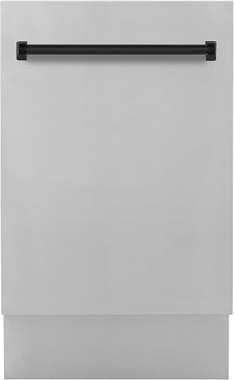 ZLINE Autograph Edition 18" Compact 3rd Rack Top Control Dishwasher in Stainless Steel with Matte Black Handle, 51dBa (DWVZ-304-18-MB)