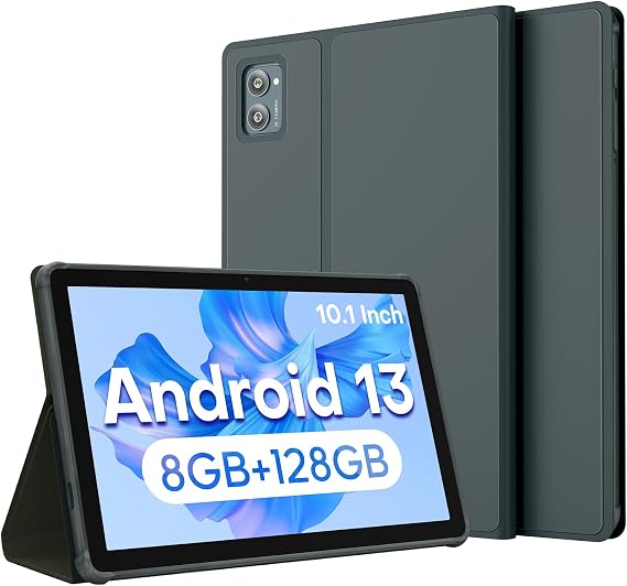 Android Tablet 10.1 inch Case for A55 Tablet, Slim Stand, Leather Protective Cover with Translucent Silicone Back Shell, Black