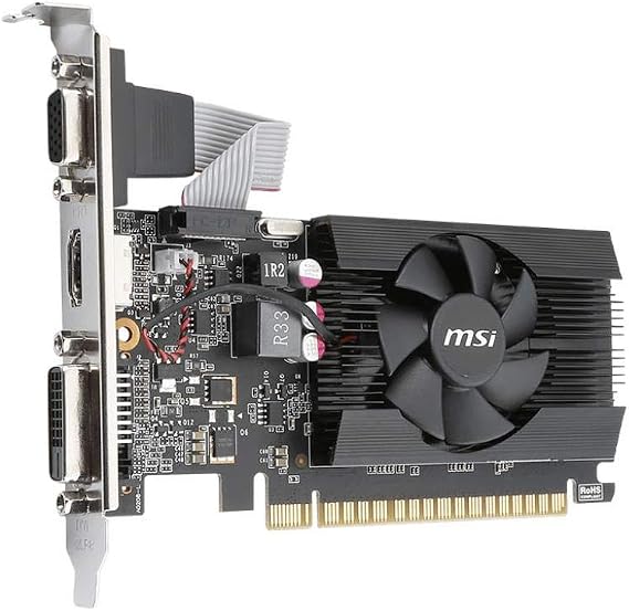 msi Gaming GeForce GT 710, Graphics Card, Desktop, HDMI/VGA/DVI - 2GB GDRR3 64-bit HDCP Support DirectX 12 OpenGL 4.5 Single Fan Low Profile, Nvidia