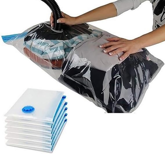 Travel Vacuum Storage Bags for Clothes Comforters Blankets Mattress Pillows with Pump Space Saver Bag,White