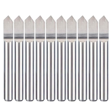 HUHAO CNC Engraving Bits, 90 Degree V Bits High-Precision Carbide Router Metal Engraving Bits 3.175mm 1/8" Shank 0.3mm Tip Dia Conical Engraving V-bits for PCB Wood Acrylic 10pcs
