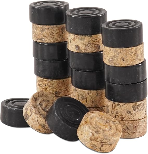 Radicaln Marble Checkers Pieces 1.25'' for Checkers Board Games